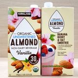 Sữa hạnh nhân Kirkland Signature Organic Unsweetened Almond Vanilla 946ml x1 hộp của Mỹ . Das 11/2021