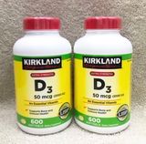 Viên uống Vitamin D3 Kirkland Extra Strength D3 50mcg hộp 600 viên của Mỹ