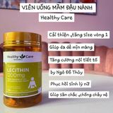 Mầm Đậu Nành Healthy Care Super Lecithin 1200mg hộp 100 viên Úc. ( Điều hòa nội tiết, rất tốt cho sức khỏe nữ giới )