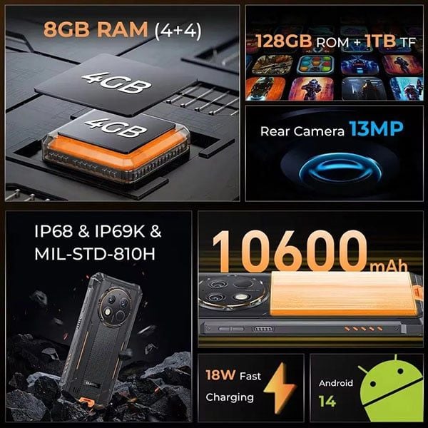  Oukitel WP28S | 8GB(4+4) RAM+128GB Rom, 10600mAh, 6.52