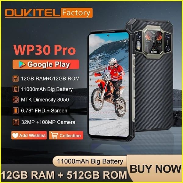  Oukitel WP30 Pro 5G | Sạc Siêu Nhanh 120W | 11000mAh - 12GB Ram + 512GB Rom | 108MP Camera 