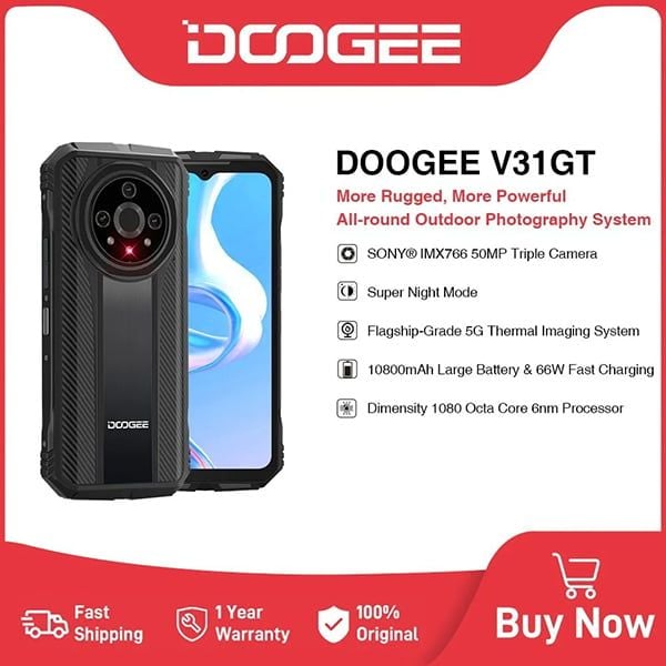  DOOGEE V31 GT | InfiRay Thermal Imaging | Ram 20GB - 256GB Rom - 50MP Camera - 10800mAh 66W 