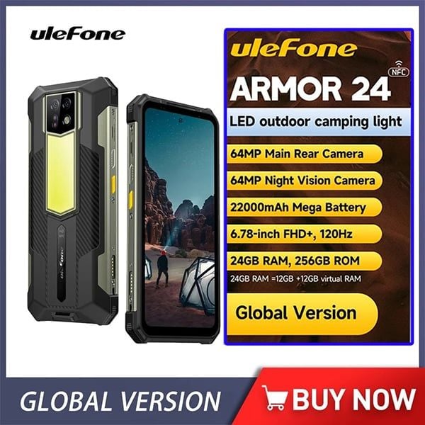  Ulefone pin 22000mAh| 66W | 24GB Ram + 256GB Rom | Cam Kép 64MP 