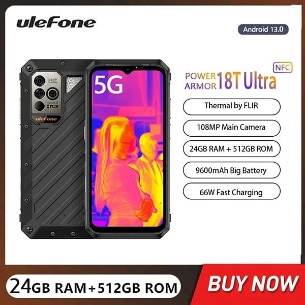  Ulefone Armor 18T Ultra 5G | 24GB Ram + 512GB Rom | Cảm Biến FLIR Lepton 3.5 | CAM 108MP 