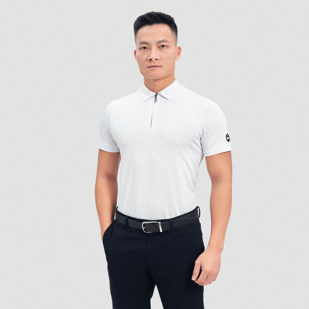 Áo polo lux kéo khóa vải thun lụa THE MAX G02234