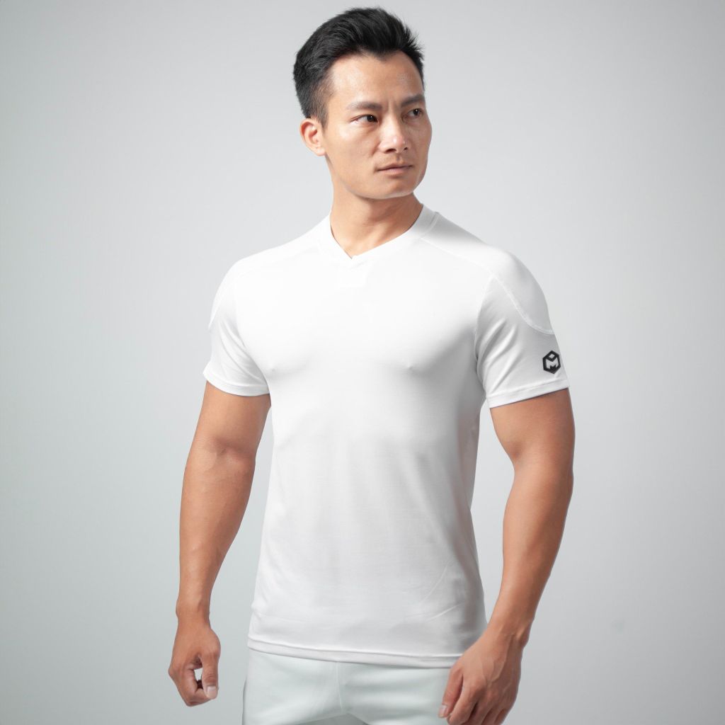 Áo cộc tay dáng ôm vải thun lạnh cổ trụ 4 màu The Max G08181