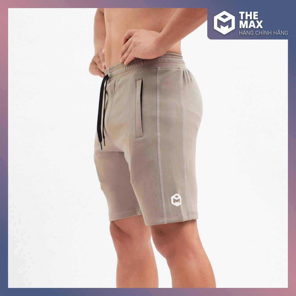 Quần short thể thao vải poly phối dải chỉ nổi The Max T72024 G07160