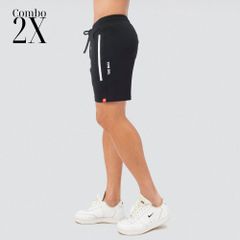 Quần short phối sọc viền vải poly 2 da The Max G02239