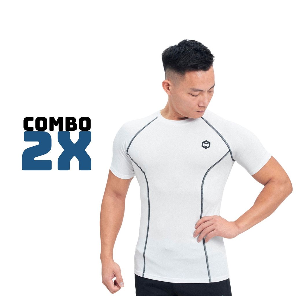 Tshirt body combat dải chỉ khác màu logo nổi THE MAX G02233