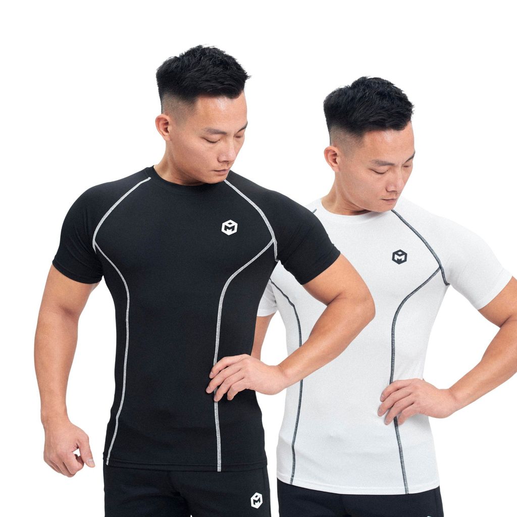 Tshirt body combat dải chỉ khác màu logo nổi THE MAX G02233