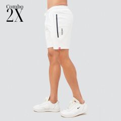 Quần short phối sọc viền vải poly 2 da The Max G02239