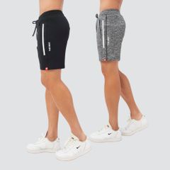 Quần short phối sọc viền vải poly 2 da The Max G02239