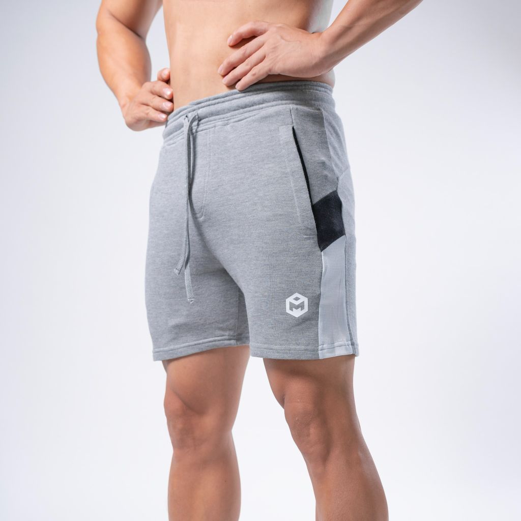 Quần short thể thao vải nỉ da cá cotton thấm hút, thoáng khí tốt có phối sườn THE MAX G08190