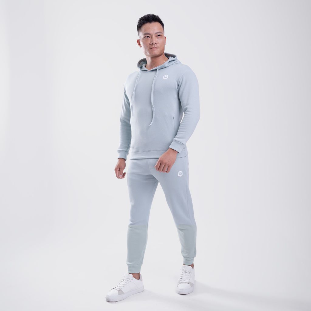 Bộ Quần jogger - Áo hoodie vải nỉ cotton tổ ong THE MAX G09195