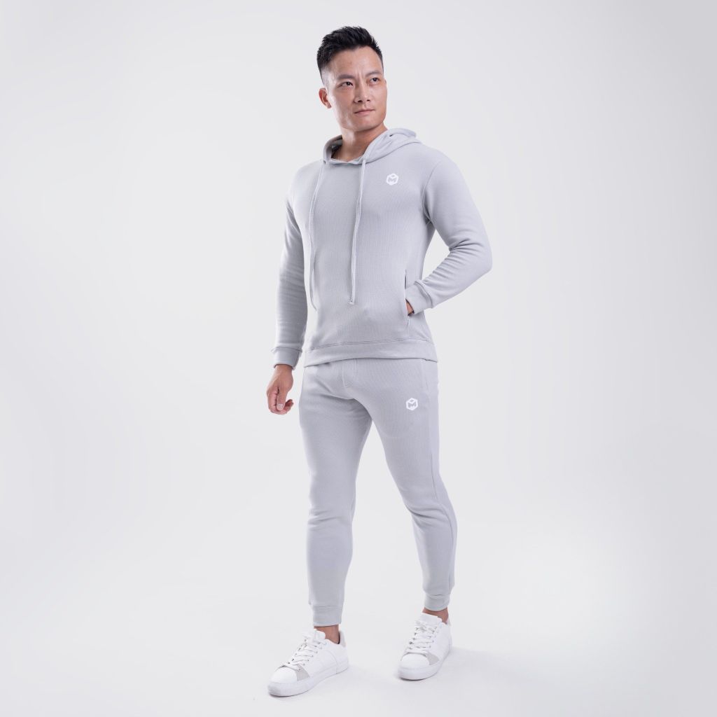 Bộ Quần jogger - Áo hoodie vải nỉ cotton tổ ong THE MAX G09195