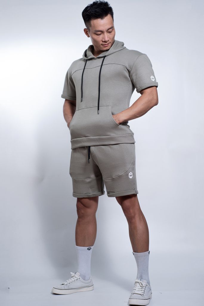 G0941 Bộ quần cộc - áo hoodie mùa thu vải tổ ong mềm T.H.E.M.A.X