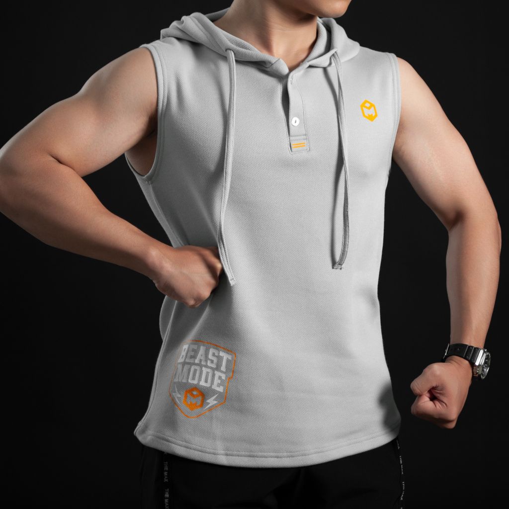 Áo tanktop thể thao chất vải cotton dệt có mũ The Max G08183