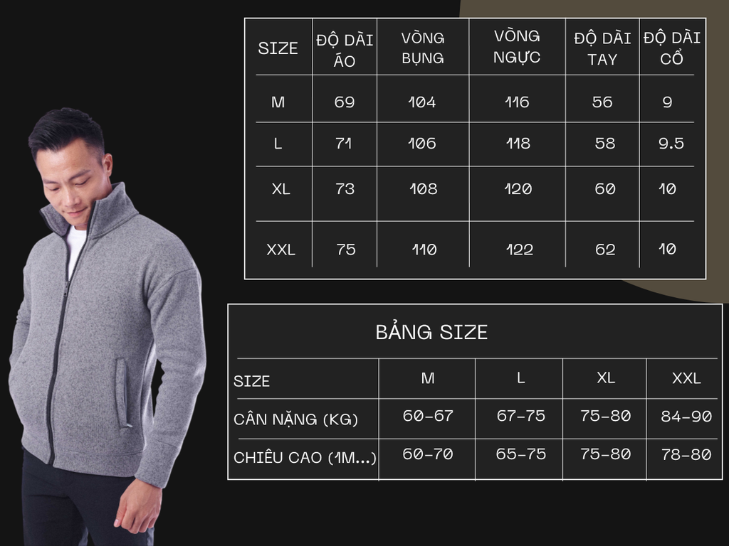 Áo khoác vải nỉ trần bông cao cổ The Max G12226