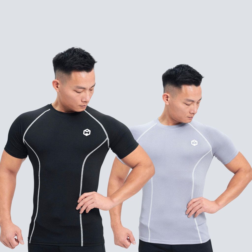 Tshirt body combat dải chỉ khác màu logo nổi THE MAX G02233