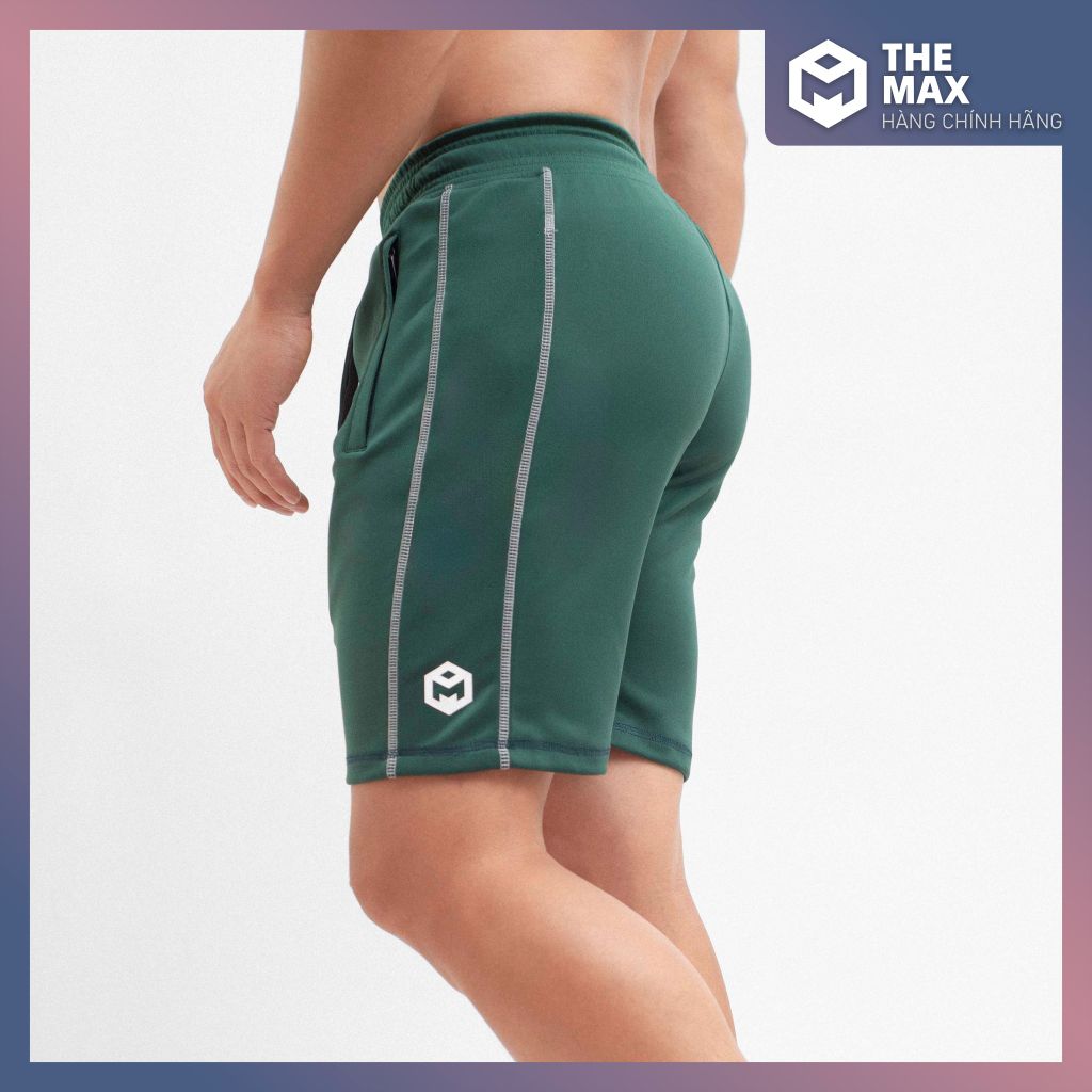 Quần short thể thao vải poly phối dải chỉ nổi The Max T72024 G07160