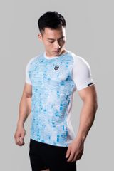 Áo cộc tay thể thao phối kẻ SuperDry Zeromax  ( mặt vải lỗ kim, s.iê.u co giãn, thoáng khí )