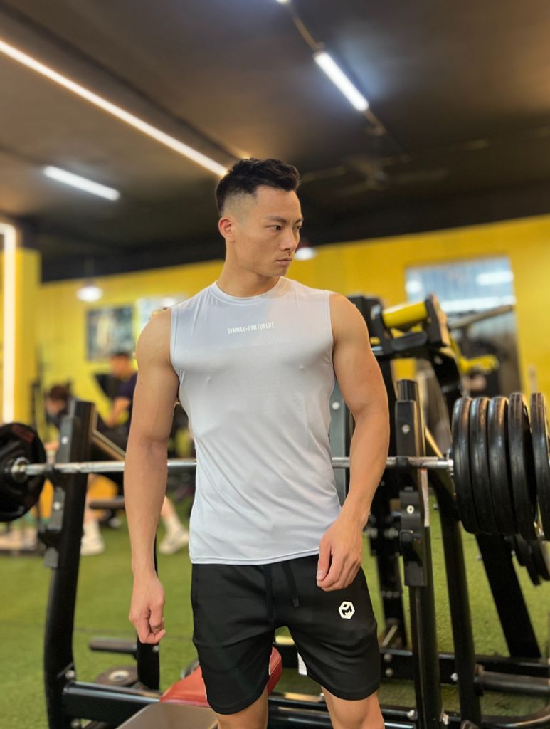 Áo ba lỗ sát nách vải thun lụa ( gym for life)