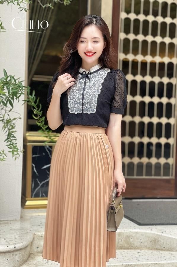 HH SM81 Somi CT Cổ Đáp Ren Trắng