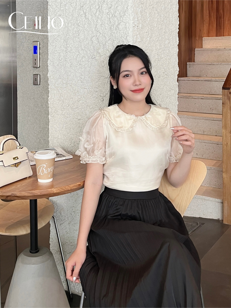 SM112 CE CT tơ cổ sen đính hoa hạt