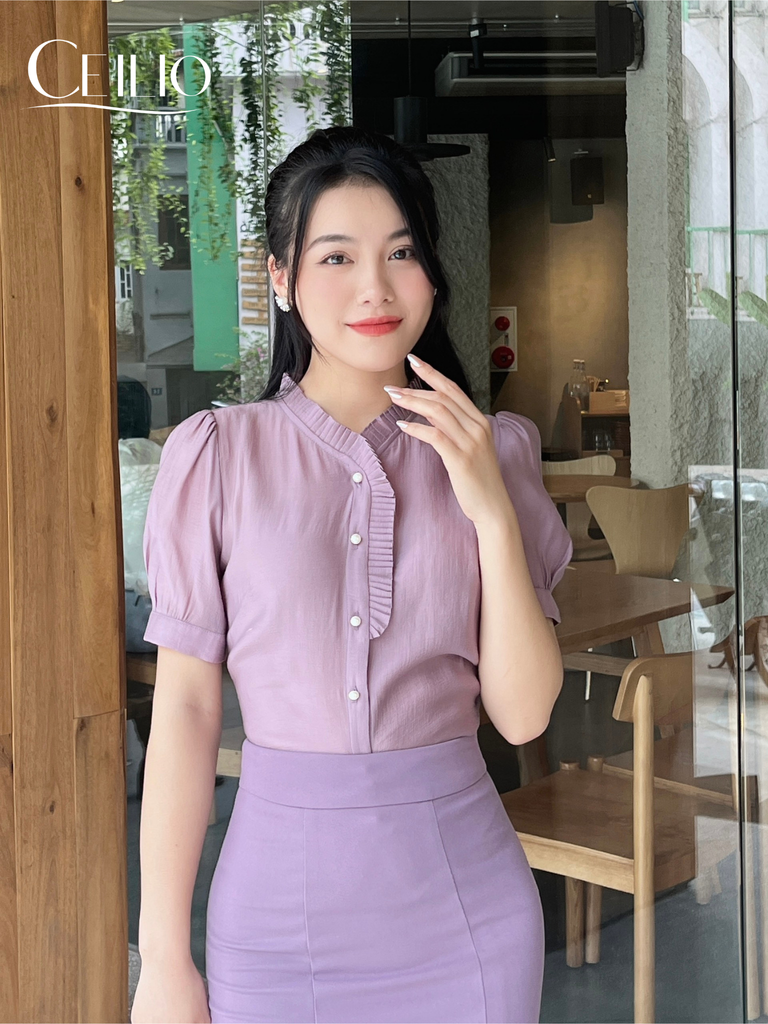 SM136 CE sơ mi CT viền cổ xếp ly