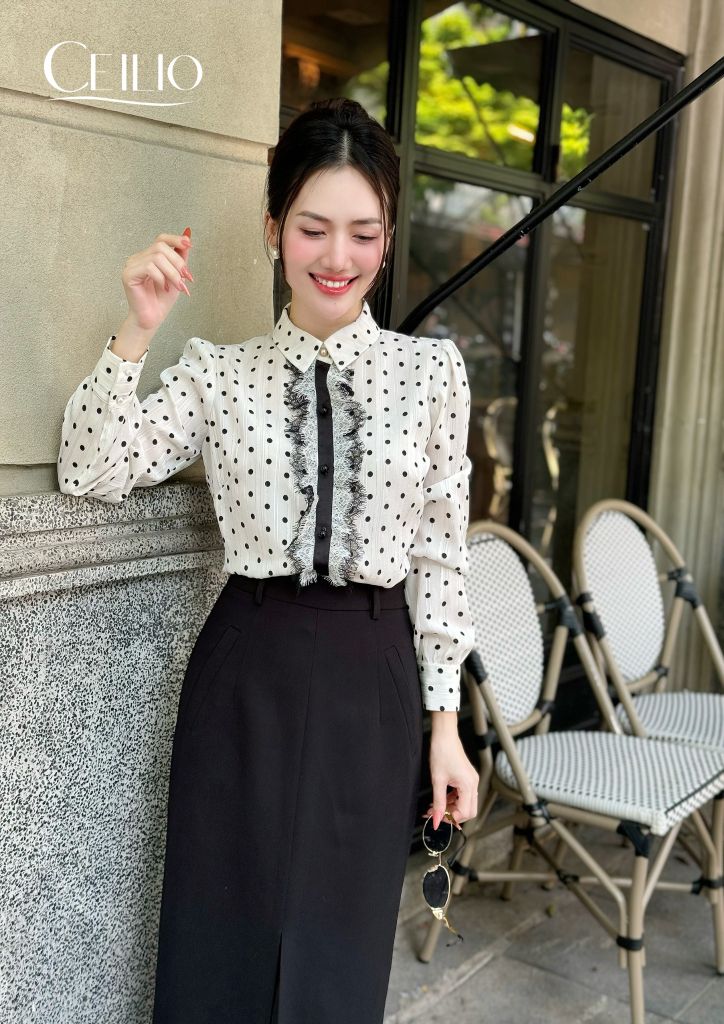 SM334 DD Sơ Mi Chấm Bi