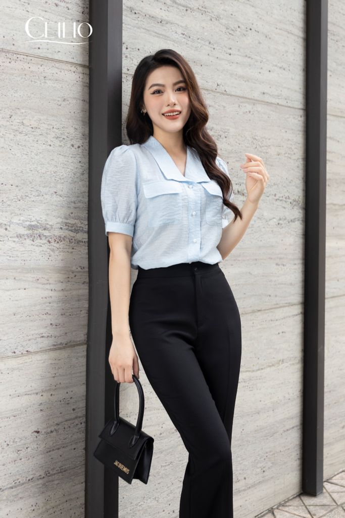 SM169 CG Xanh sơ mi túi ngực