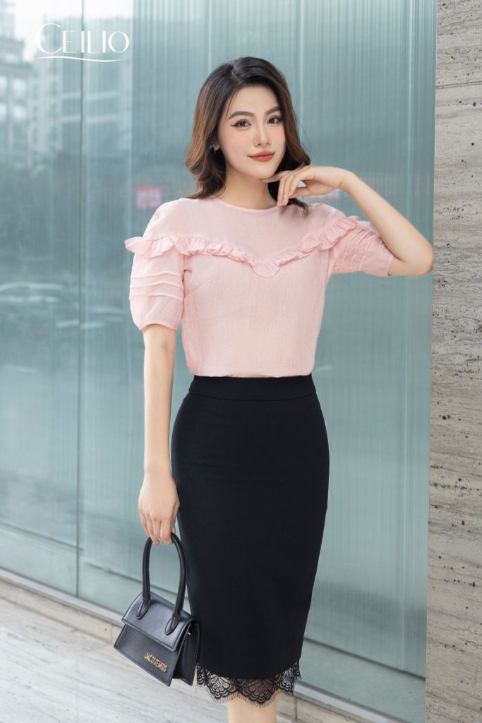 SM131 CE sơ mi bèo ngực tay chiết ly