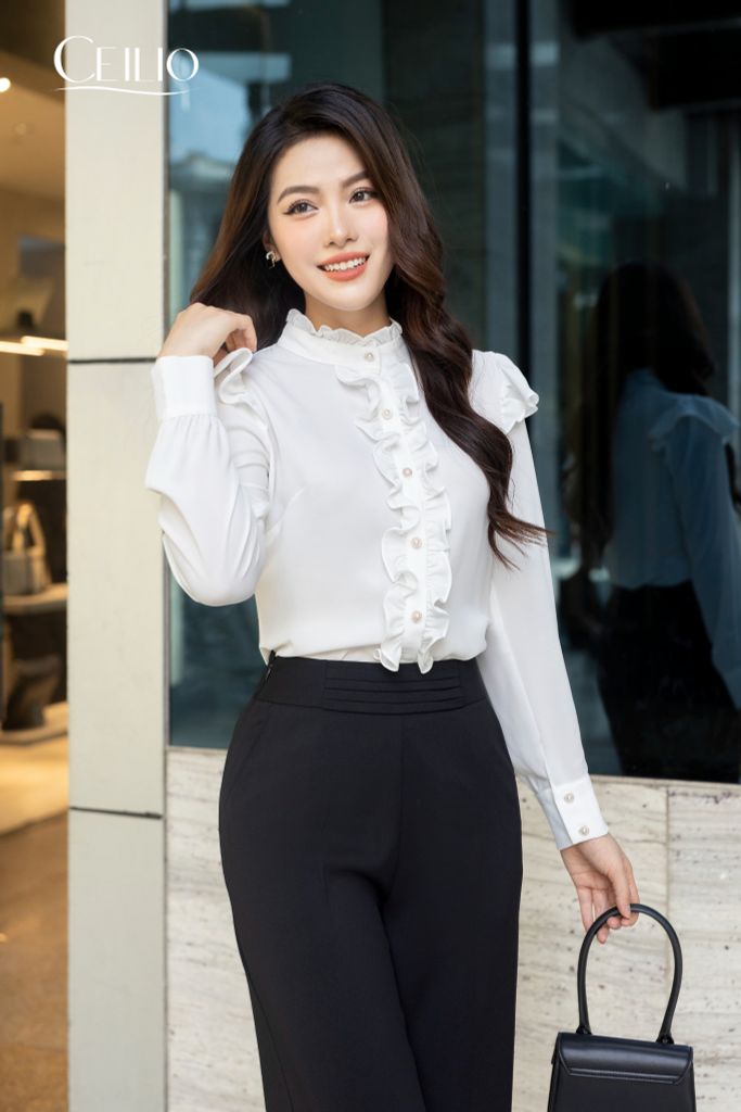 SM114 CE Trắng bèo vai và vạt (nhận chuyển khoản)