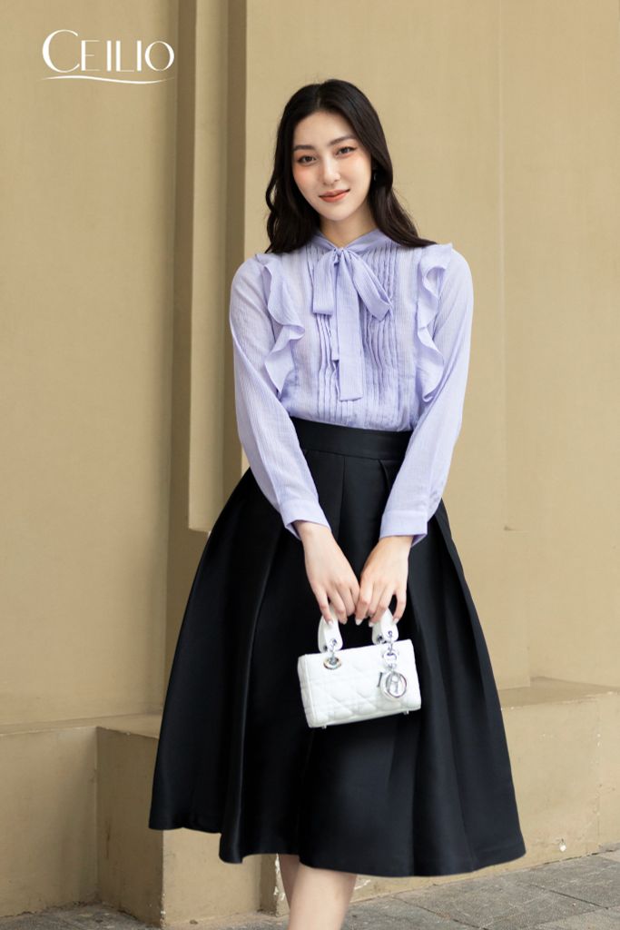 SM156 CF sơ mi bèo vai cổ nơ (NHẬN CHUYỂN KHOẢN)