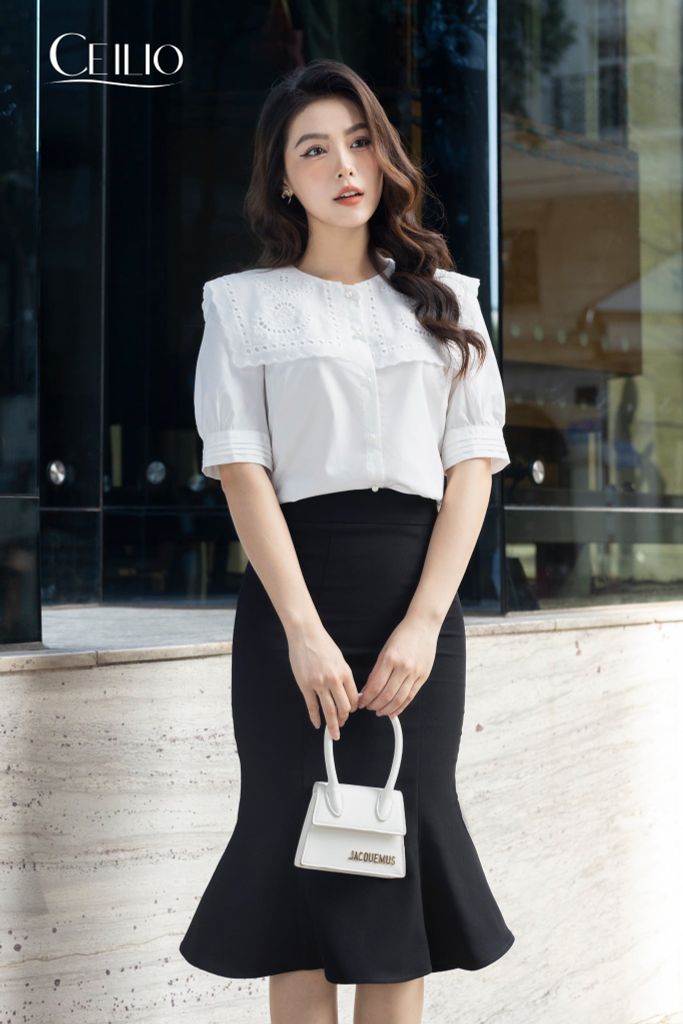 SM155 CF sơ mi CT cổ ren ly tay