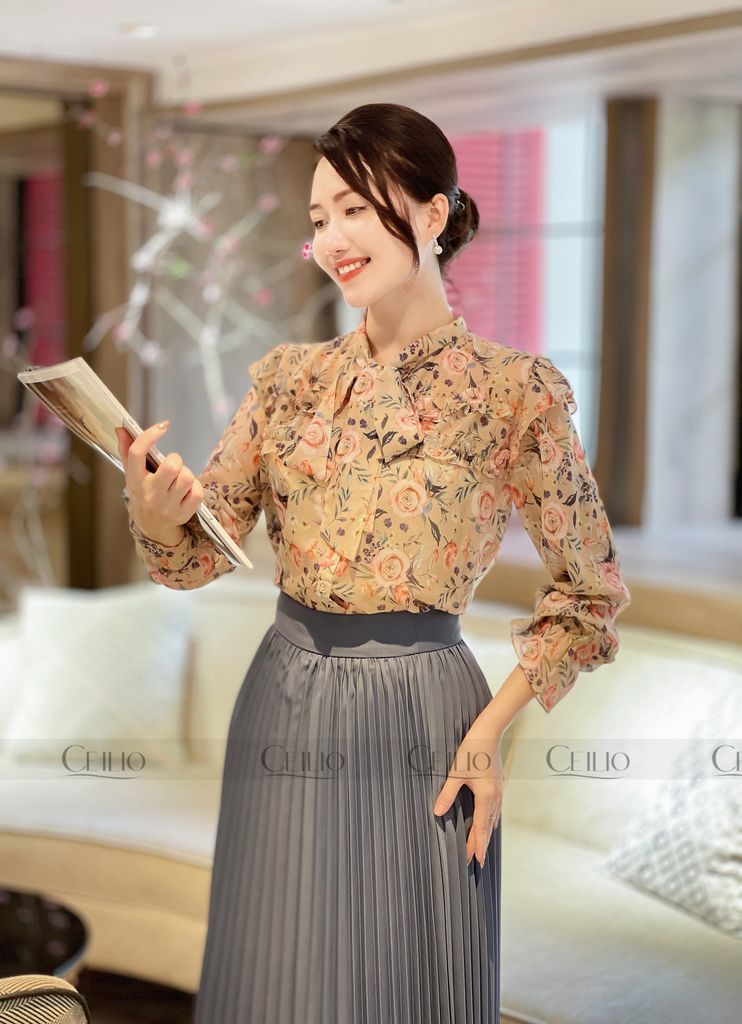 EH SM31 Somi cổ thắt nơ ngực bèo