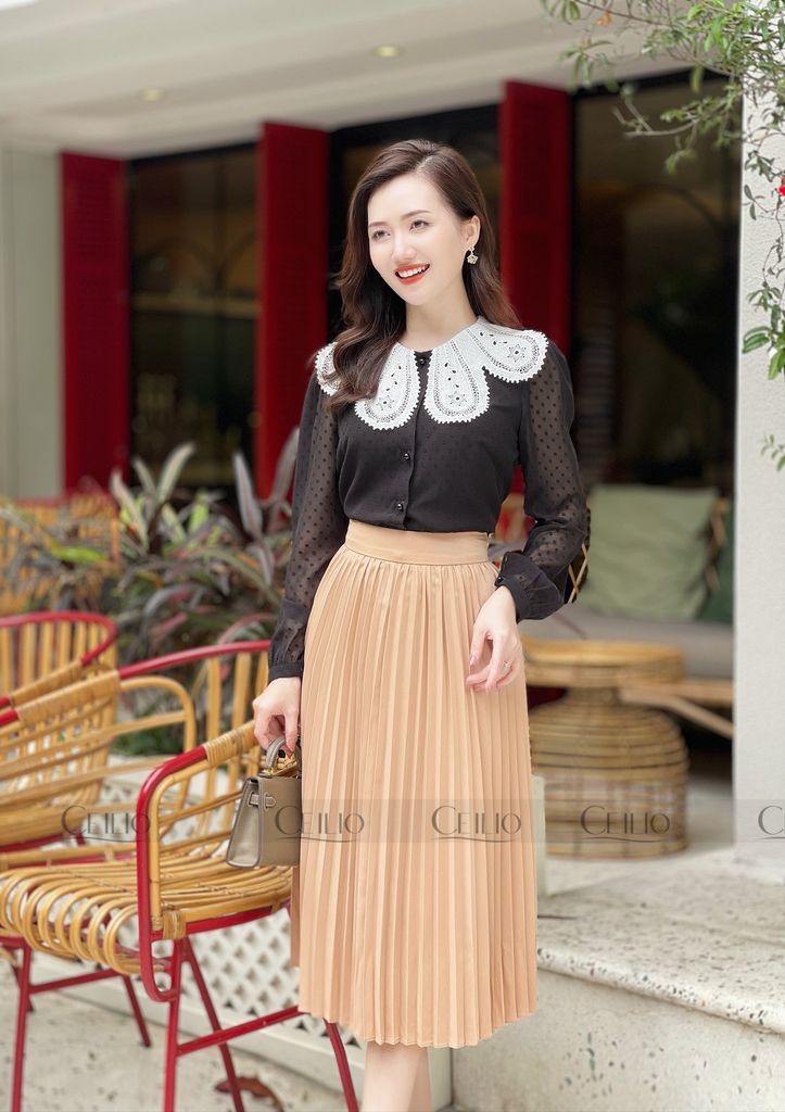 GH SM64 Somi cổ phối ren trắng bông hoa