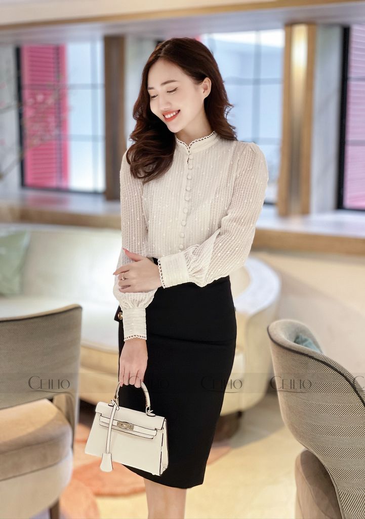 GH SM74 Somi vải tơ trần chỉ viền cổ