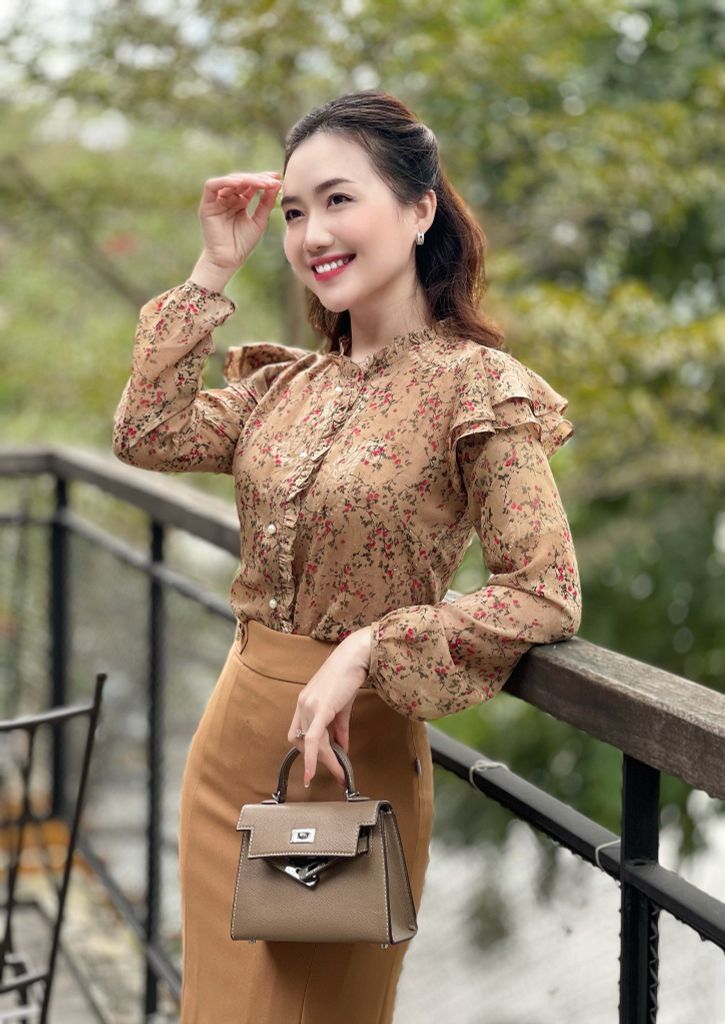 BL SM270 Somi cổ nhún bèo vai