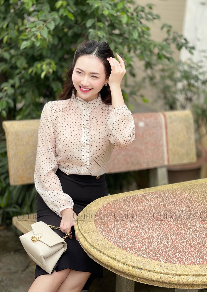 SM253 Sơ mi chấm bi nhỏ