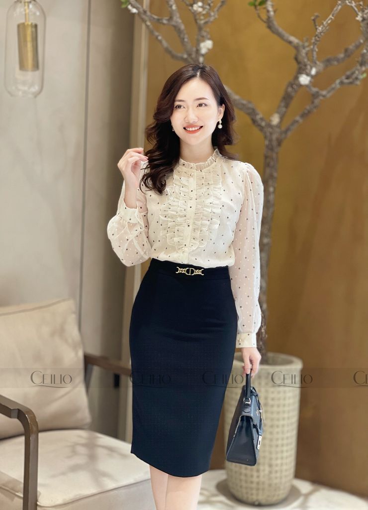 FH SM50 Somi bèo cổ trụ chấm bi đen