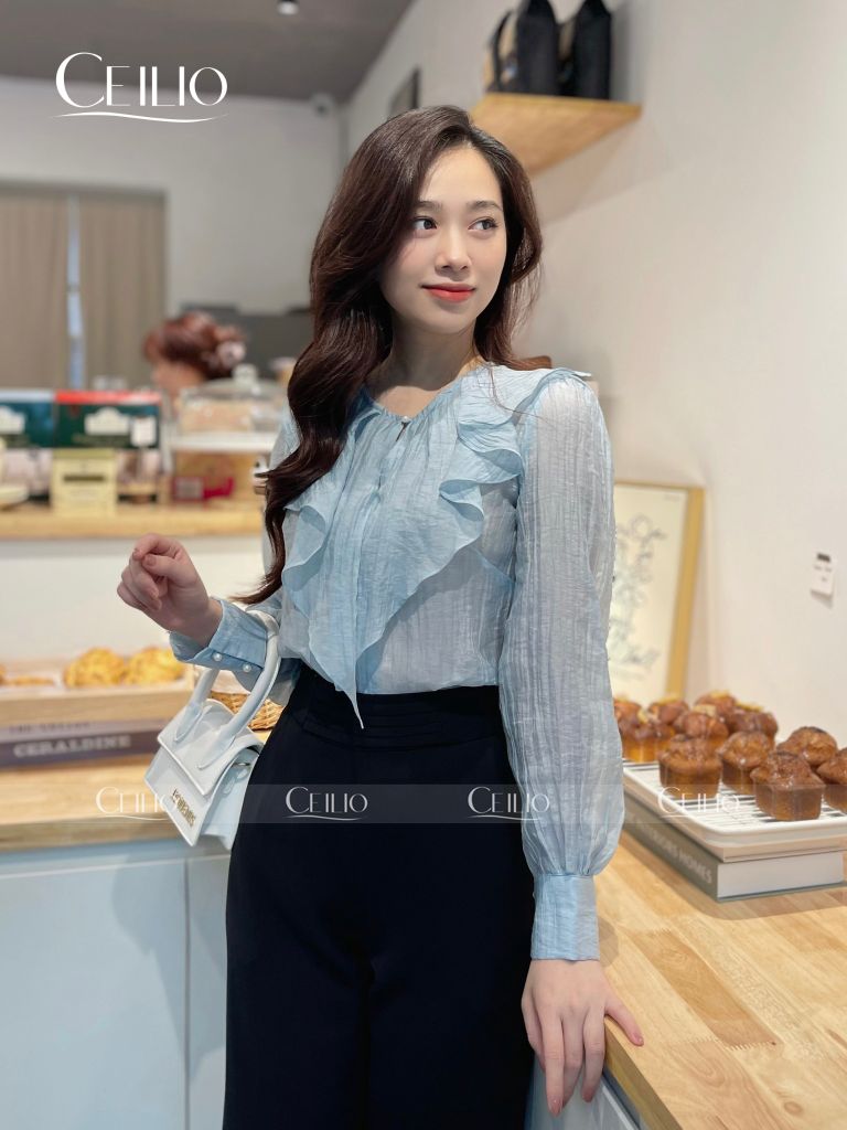 SM24 Xanh CC sơ mi bèo V