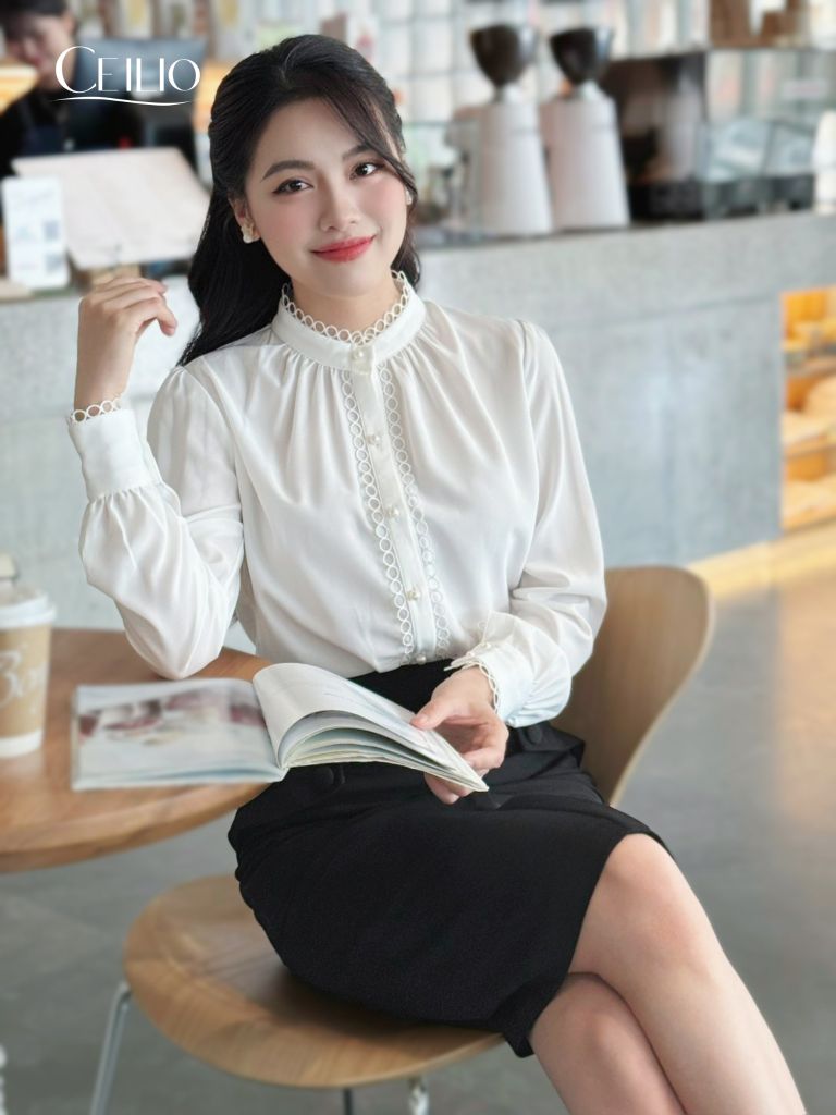 SM207 CI Sơ Mi Chạy Viền Ren O