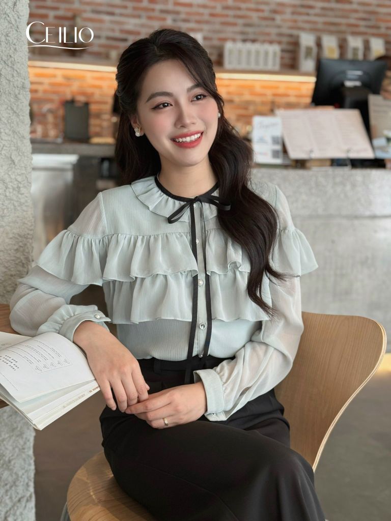 SM301 DB Sơ mi phối ruy băng (NHẬN CHUYỂN KHOẢN TRƯỚC)