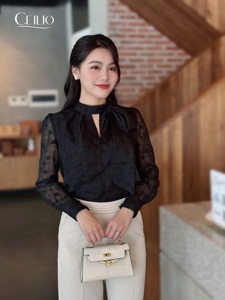 SM247 CM sơ mi buộc nơ