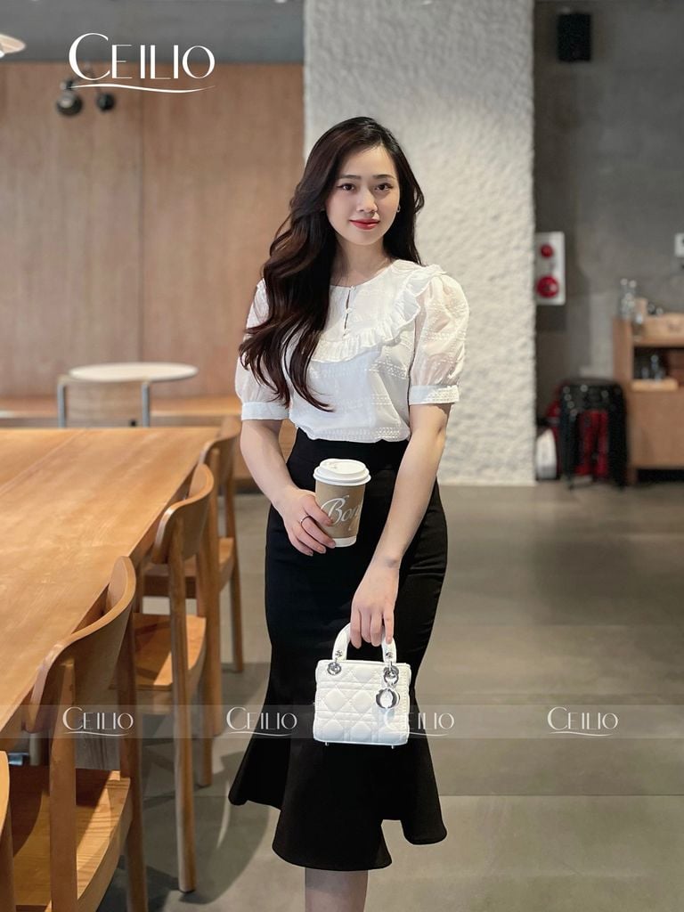 SM72 CD Trắng sơ mi kim tuyến bèo