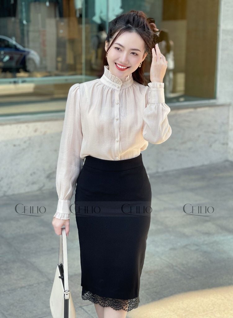 CV18 Chân váy phối ren đen (NHẬN CHUYỂN KHOẢN)