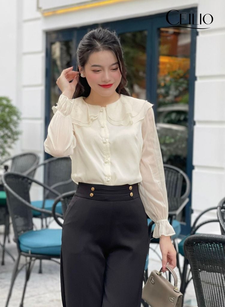 SM192 CH Kem sơ mi cổ bèo kép