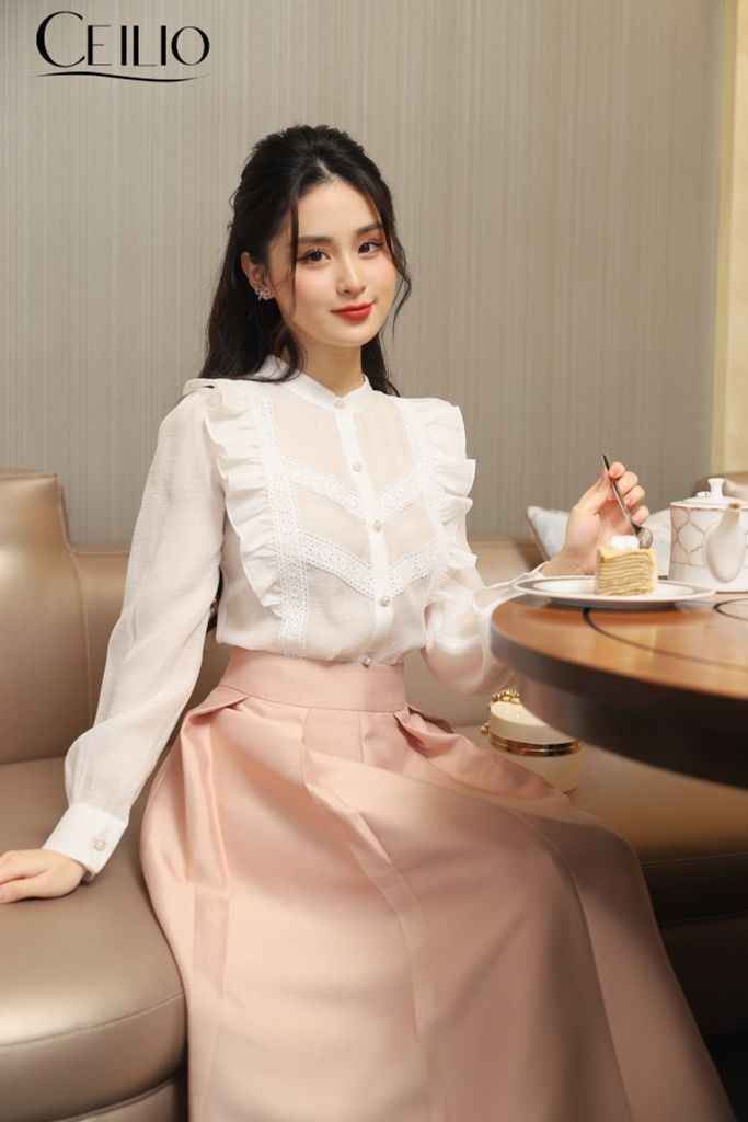 SM109 HM sơ mi tơ phối ren