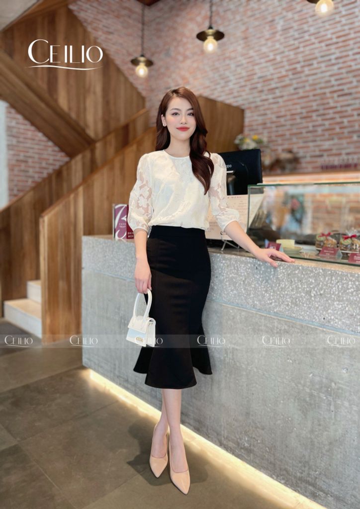 SM26 CC sơ mi ren ép tay lỡ